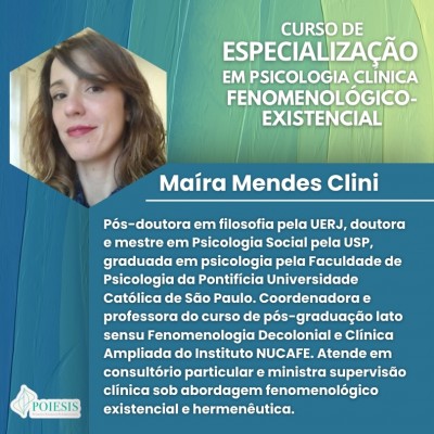 Conheça os docentes do II Curso de Especialização LATO SENSU em Psicologia Clínica Fenomenológico-Existencial