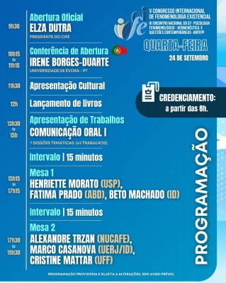 V CIFE - Programação prévia