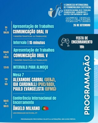V CIFE - Programação prévia